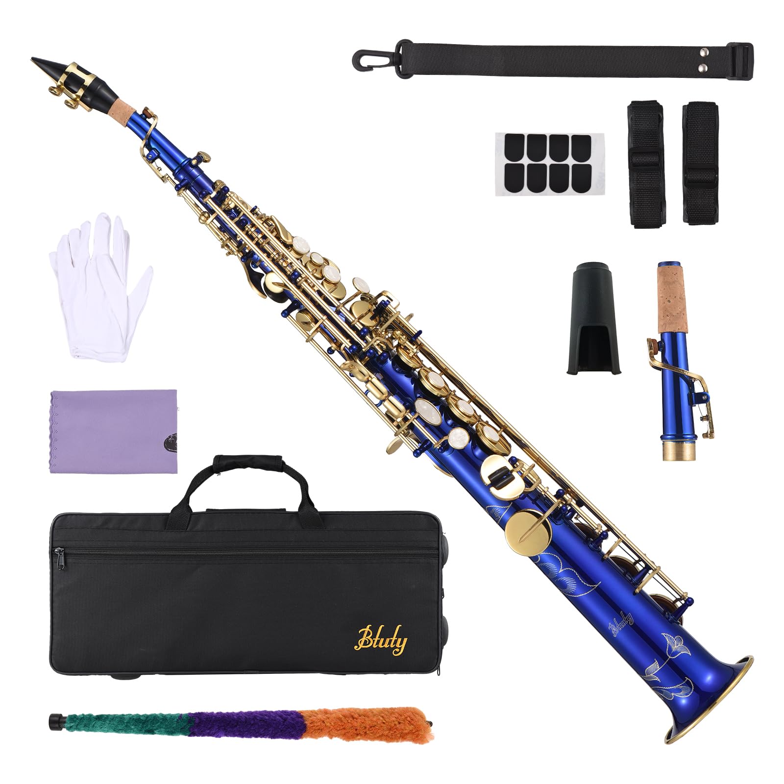 Amazon.com: Btuty Brass Straight Soprano Sax Saxophone Bb B Flat